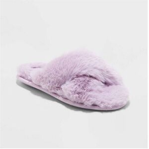 Kids Faux Fur Slippers - Lavender